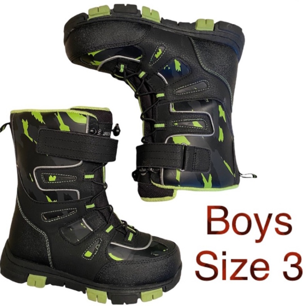 Boys Snow Boots Quest Menace Boys Snow Ski Boot Black Green Boys Size 3